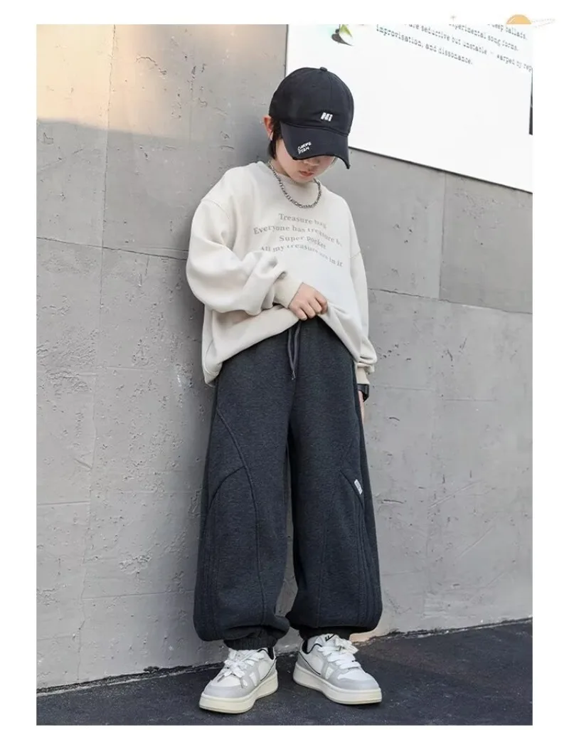 4-14 Jahre Teenager Jungen Sporthosen Herbst 2026 UNITIM Kinder Jungen Jogginghose Locker Sitzend mit Elastischem Bund Stilvolle Junior Kinder Jungen Hosen – Detail 15