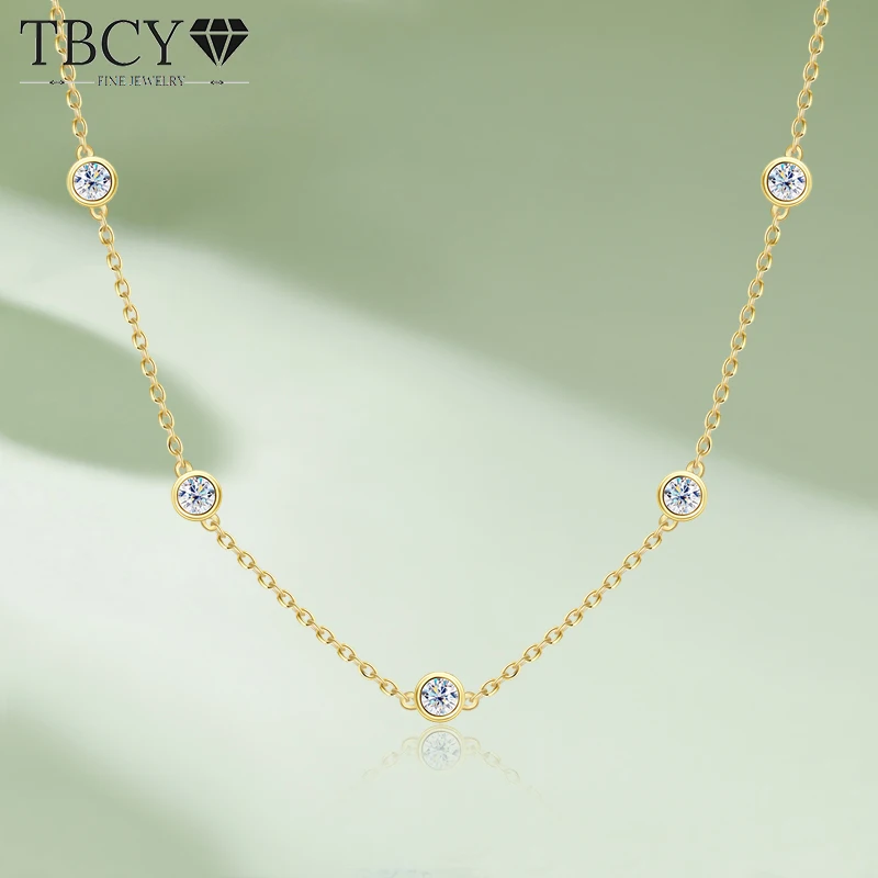 

TBCYD 4mm 3cttw Round Bubble D Color Moissanite Chokers Necklaces For Women S925 Silver 18k Gold Plated Neck Chain Jewelry Gifts