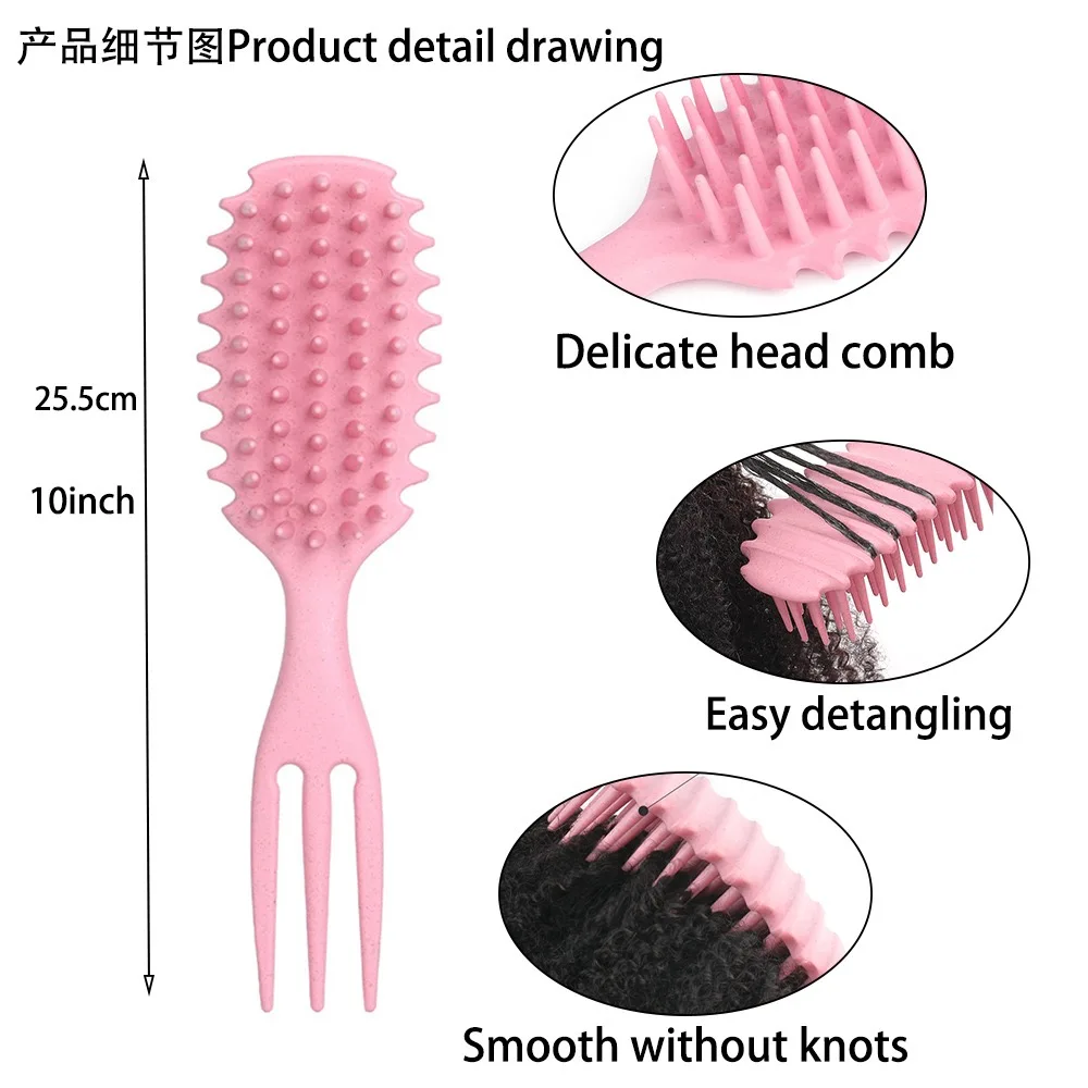 Curly Hair Brush Gentle Detangling Hairbrush Scalp Massage 3-in-1 Multifunction Curl Comb Defining Curly Hair Styling Tools