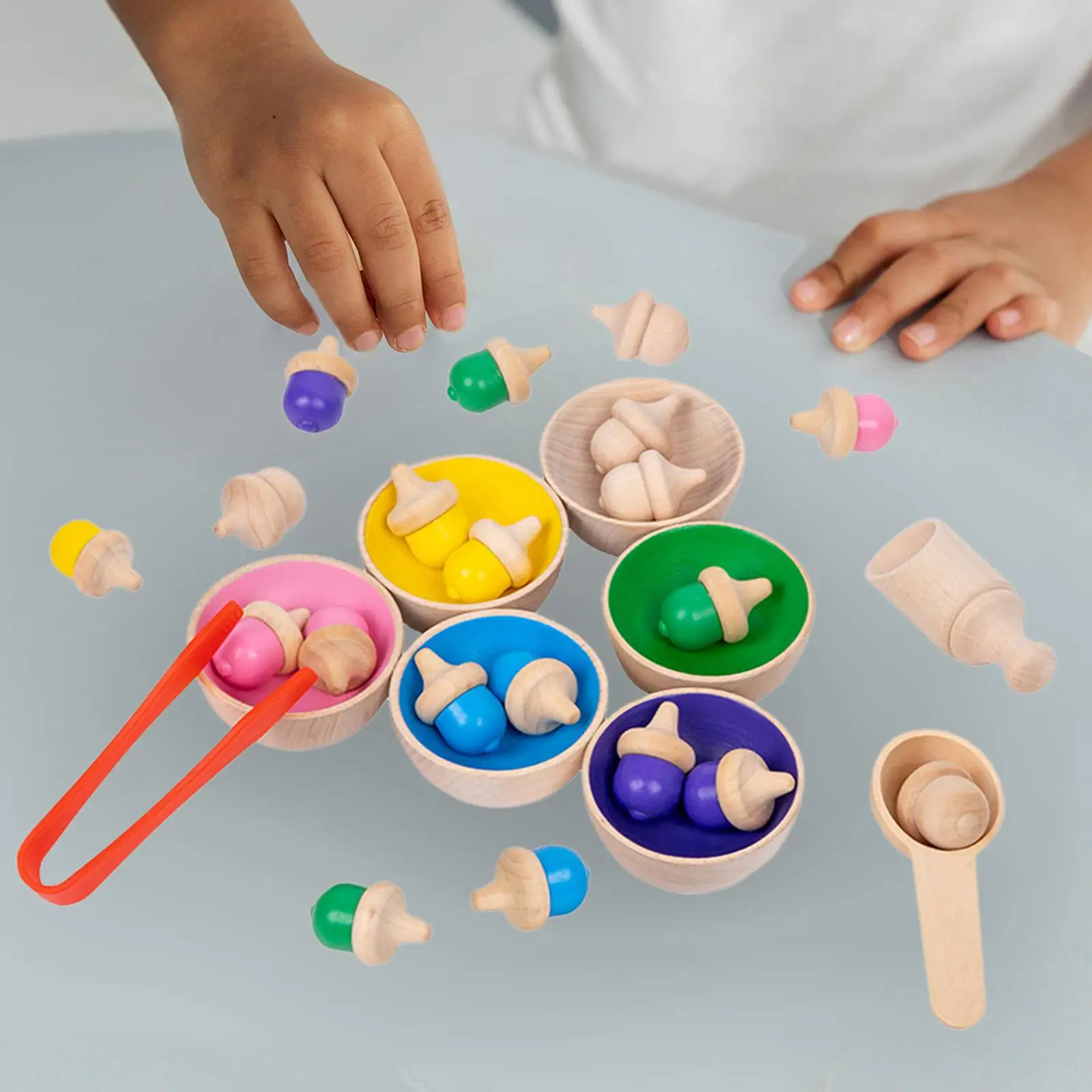 

Rainbow Balls in Cups Montessori Toy Sorter Game Preschool Learning Toy