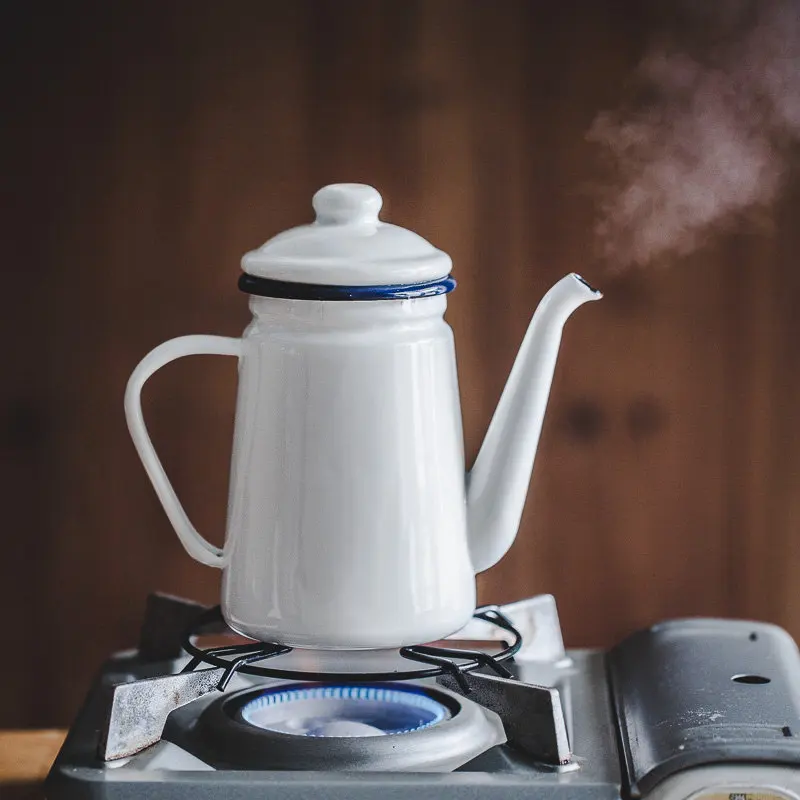 1.2L enamel flat bottom solid color kettle cold water coffee soy sauce pot enamel household induction cooker open flame