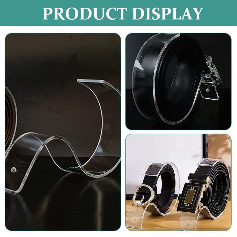2Pcs Belt Display Stand Holder S-Shaped Clear Acrylic Organizer Rack for Closet Retail Store Display Holder for Belt