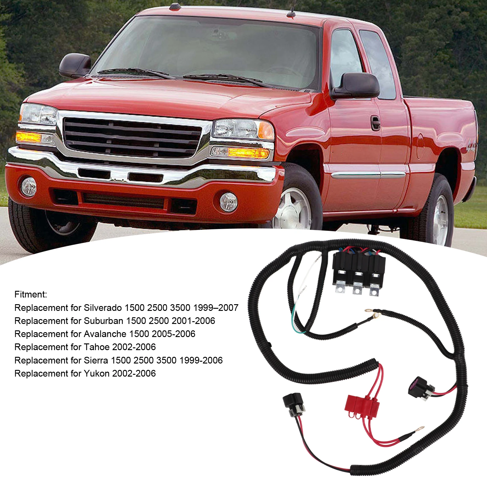 Dual Electric Fan Wire Harness ECU Control 7L5533A226T Replacement for Silverado Suburban Avalanche Cooling Fan Wire Harness