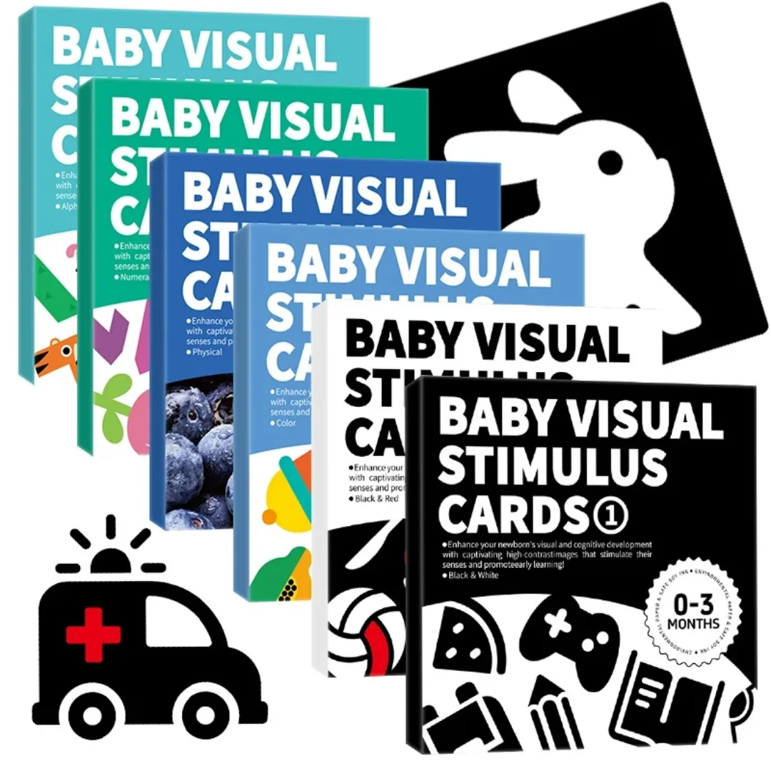 WMUVAZA 1 jeu de 20 feuilles Carte Flash Blanc et Noir pour Tout-Petits, Cartes de Stimulation visuelle, Flash pour bébé à Contraste élevé, pour bébés, Jouets de Bébé, Noir, Blanc