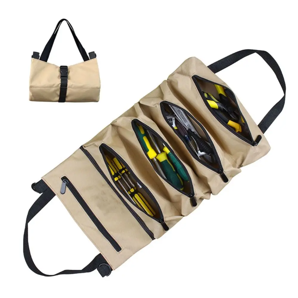 Multi-pocket Folding Reel Rolling Tool Bag Handbag Portable Multi-function Tool Box Separate Storage Oxford Cloth