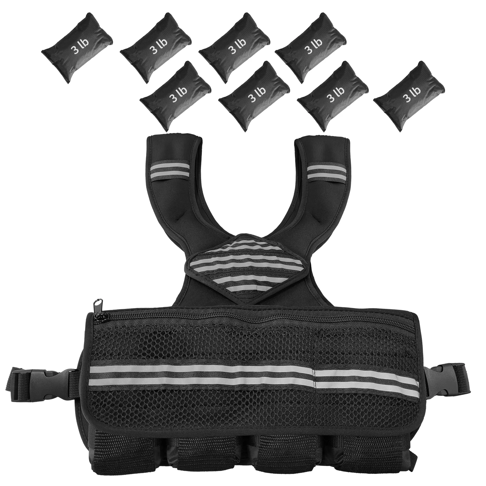 Adjustable Weight Vest for Men & Women – Neoprene Workout Vest for Running, Walking, Gym Training – Reflective Strips & Pockets for Phone/Keys