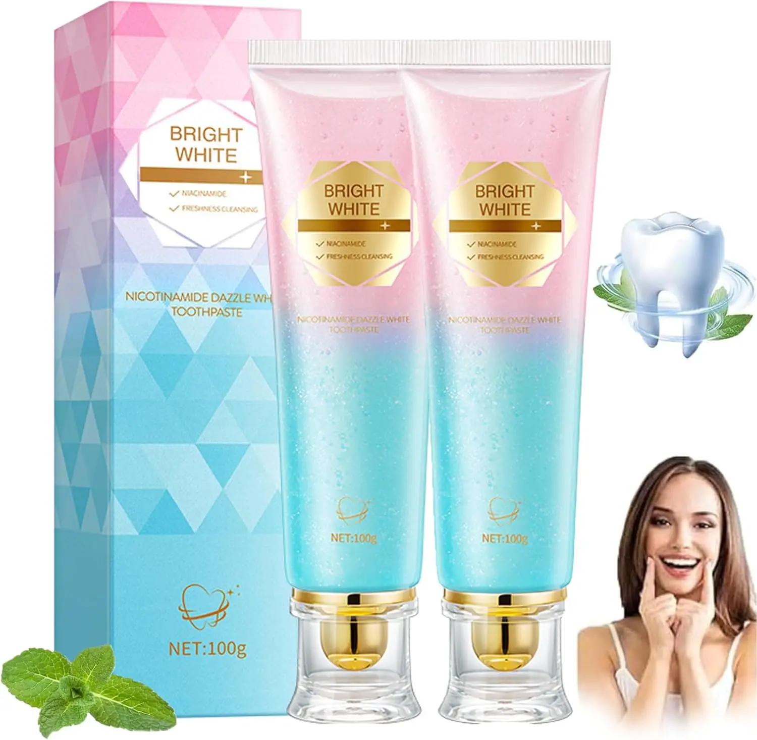 1/2/3pcs Niacinamide Toothpaste Intensive Whitens Teeth Protects Tooth Enamel Freshens Breath 24 Hours Natural Stain Removal