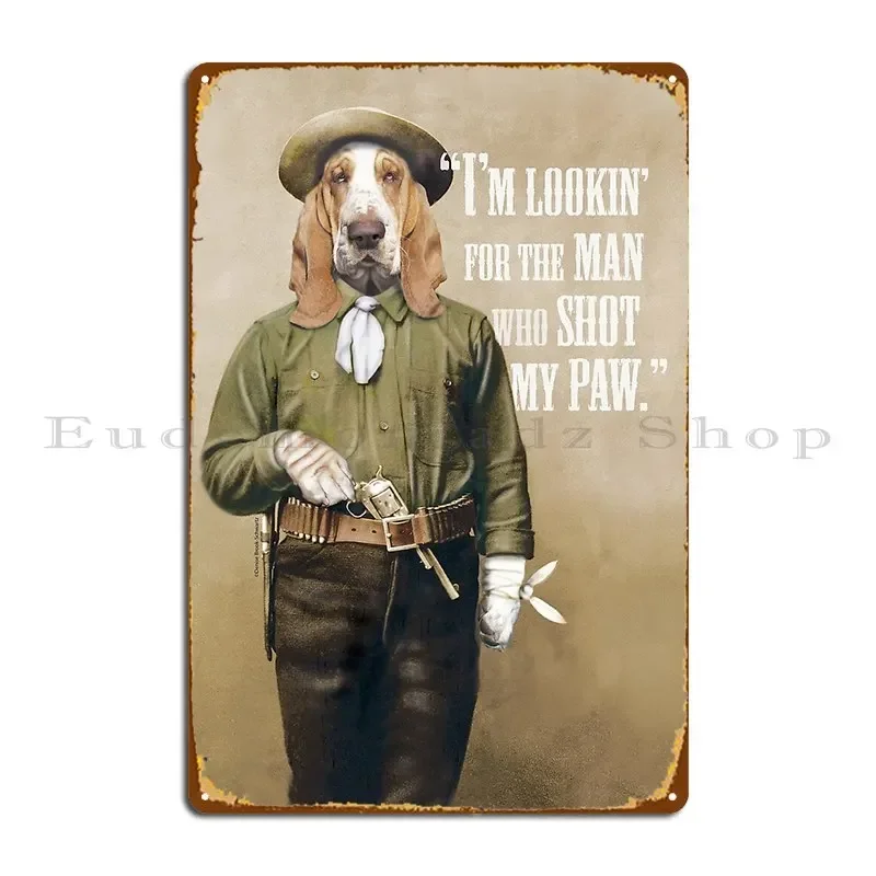 Cowboy Dog With A Gun Metal Signs Personalized Custom Cinema Mural Cinema Tin Sign Poster