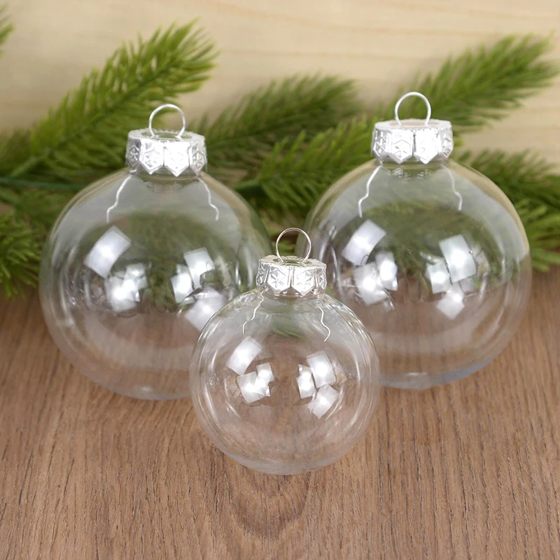 6 uds bola de Navidad adorno rellenable de plástico transparente adorno colgante para árbol de Navidad decoración del hogar Feliz Navidad regalo de