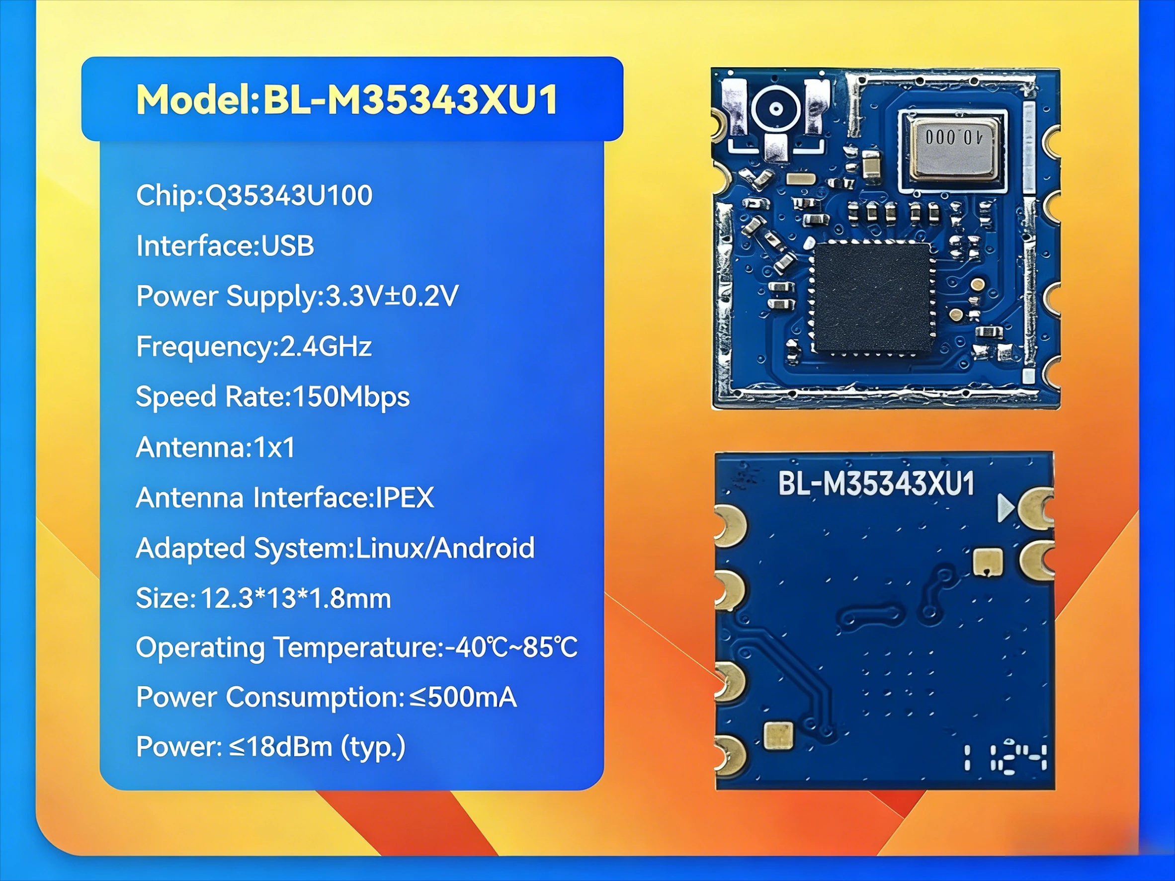 BL-M35343XU1 Hisilicon WiFi 6 Module StarLink SLE + BLE 11AX Wireless Network Configuration for IPC Camera