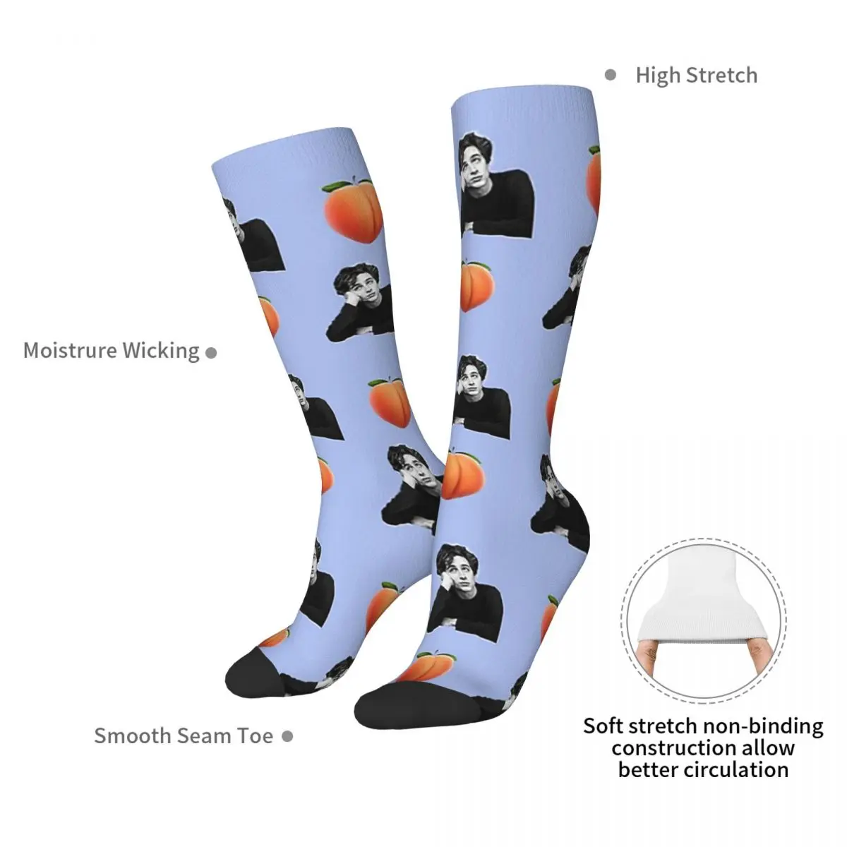 Timothee-Chaussettes à motif Chalamet pour hommes et femmes, bas absorbant la sueur Harajuku, chaussettes longues toutes saisons, cadeau d'anniversaire