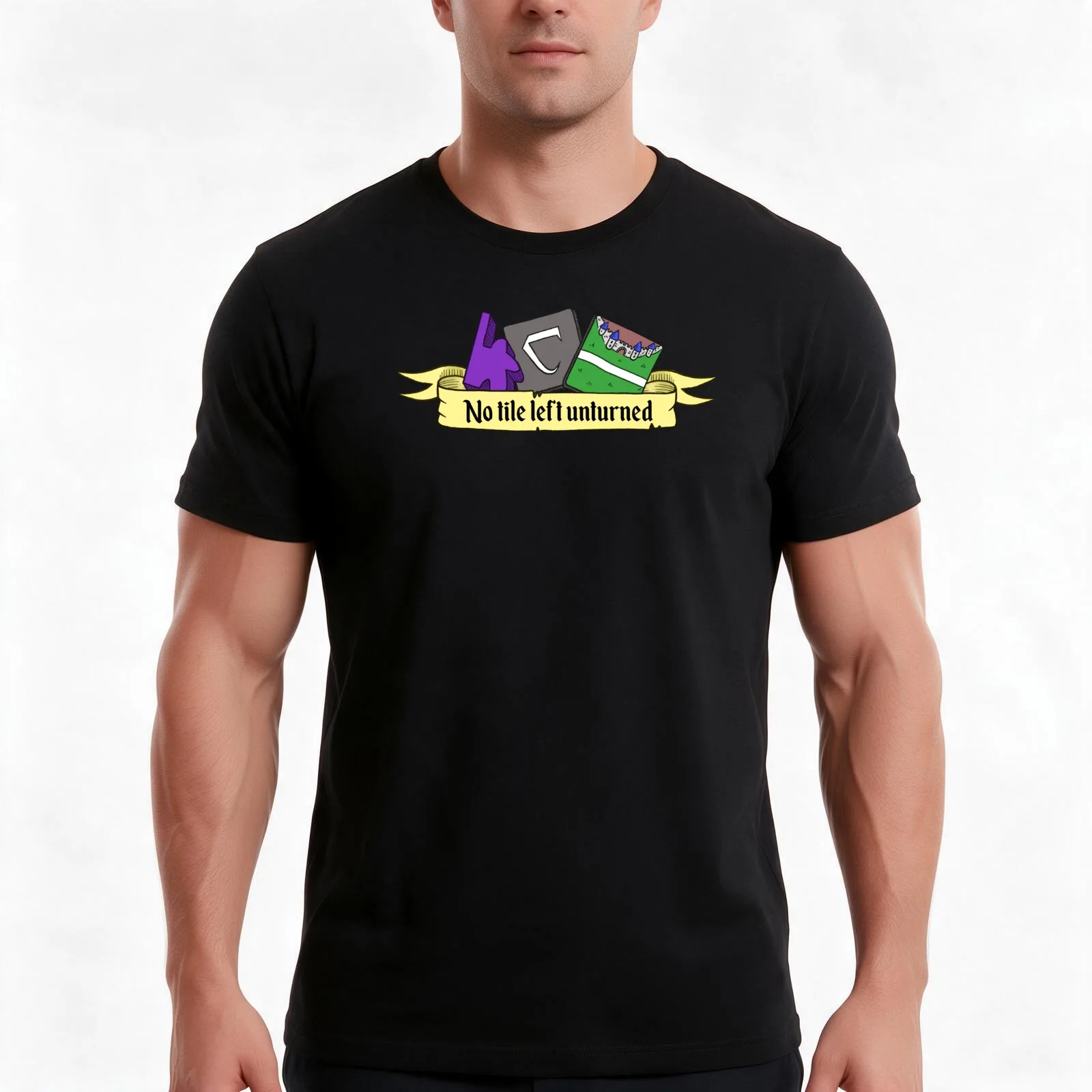 Carcassonne - No tile left unturned T-Shirt, Summer Casual Cotton Tee, Oversized Streetwear Tops, Vintage Graphic Print