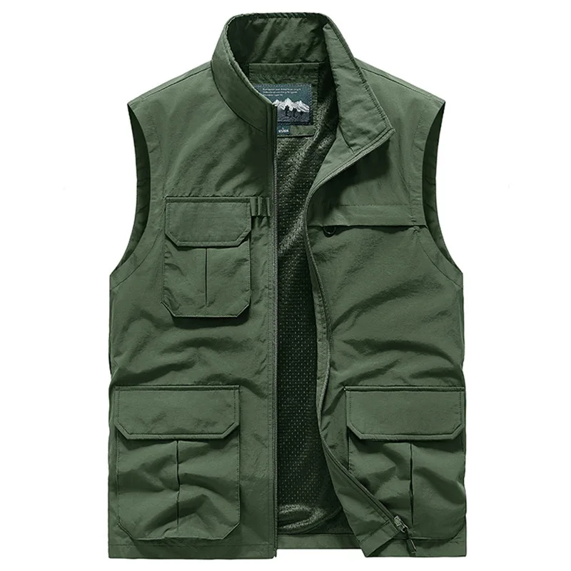 

New Fashion Men Multi-pockets Fishing Vests Coats Outdoor Waterproof Sleeveless Jackets Men Breathable Quick-drying Waistcoats 6