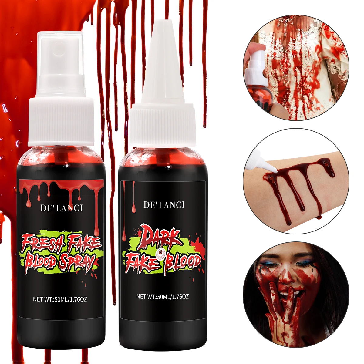 

Fake Blood Scab and Fake Blood Spray Splatter SFX Makeup Kits for Halloween, Realistic Effect Cosplay,Zombie,Vampire, Safe