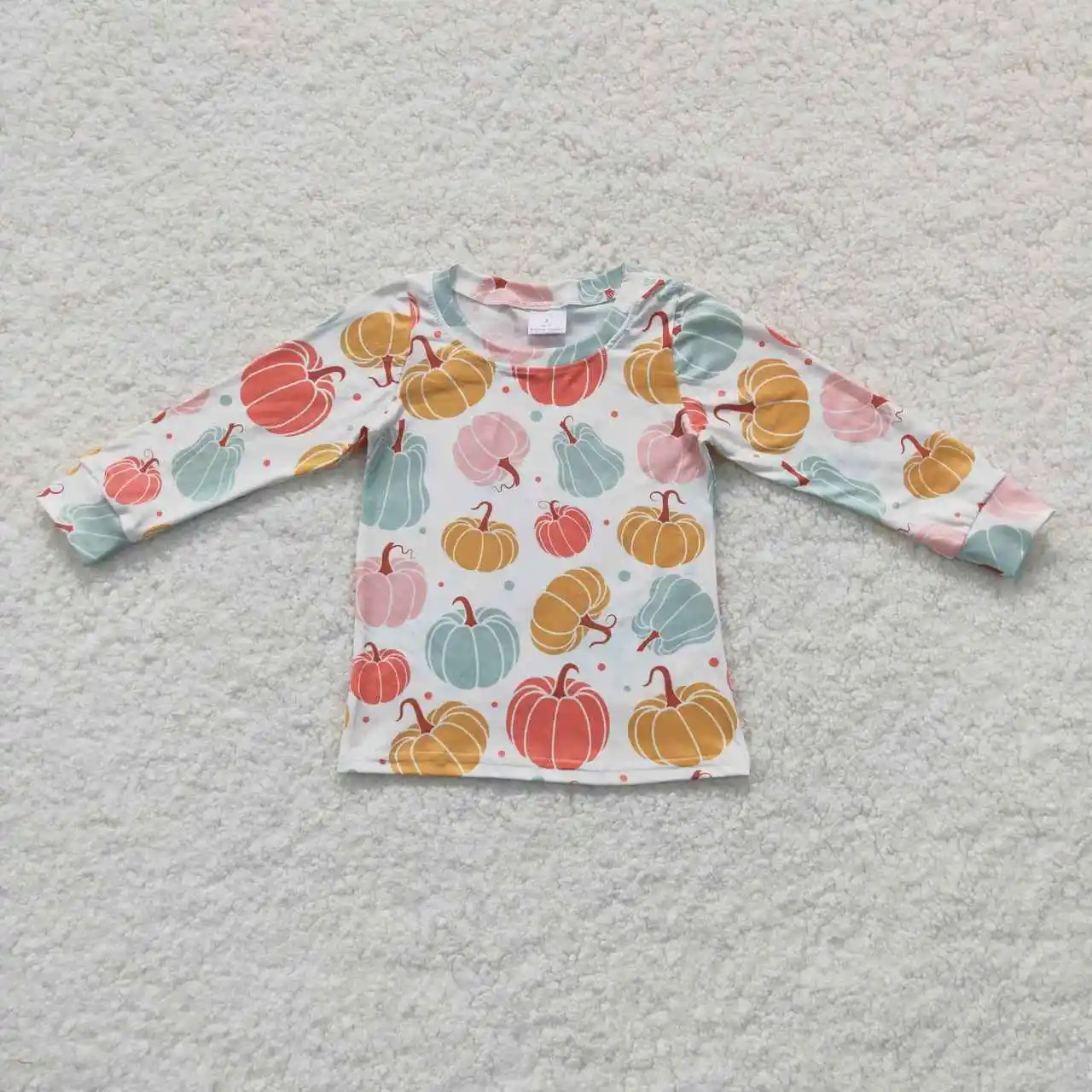 

Thanksgiving New Girls Long Sleeve Tops Wholesale Comfortable Boutique Baby Girls Pumpkin White Long Sleeve Tops