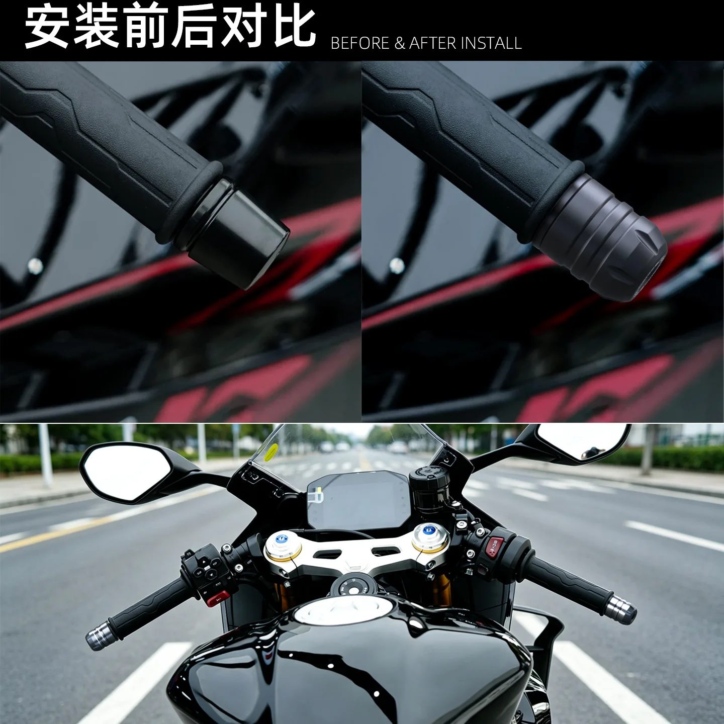 Spirit Beast Stainless Steel Heavy Handlebar End Weights Universal Fit for Motorcycle electric vehicle Expansion Bar End Plugs view 2