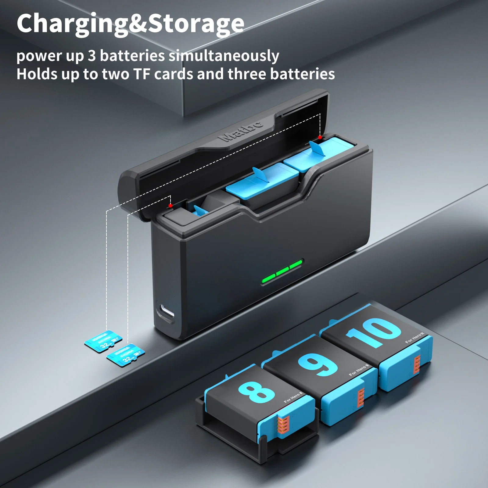 Batería de 1850mAh para GoPro 9 10 11 3 ranuras, caja de carga rápida para GoPro Hero 9 10 11, accesorios