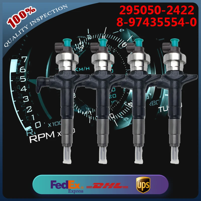 

4PCS Common Rail Fuel Injector 295050-2422 8-97435554-0 Injector Nozzle for ISUZU D-Max Truck 4JJ1 Diesel Engine