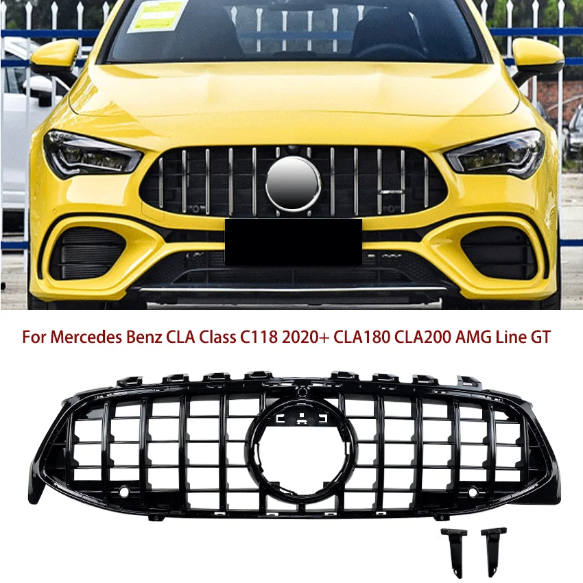 

Car Front Center Grille Front Grid Hood Protector Decoration For Mercedes Benz CLA Class C118 2020+ CLA180 CLA200 AMG Line GT