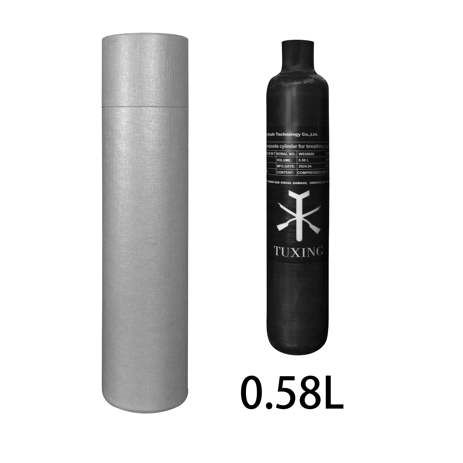 (Envio do armazém do Brasil) Cilindro de Fibra de Carbono TUXING 580CC 0.58L 4500PSI 300Bar Tanque de Alta Pressão HPA M18*1.5