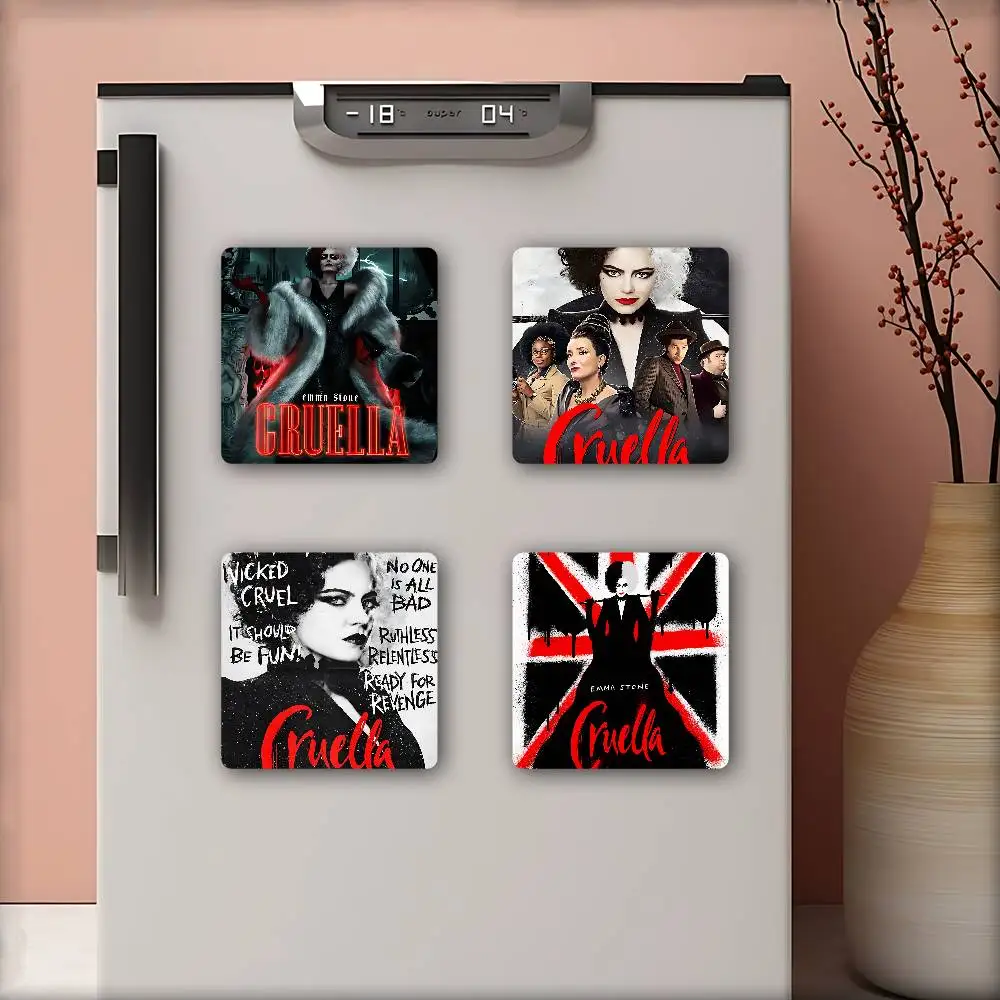 C-CRUELLA EMMA حجر الفيلم الكلاسيكي PVC مغناطيس الثلاجة نقل الحرارة الطباعة ملصق الثلاجة لديكور المنزل والمطبخ