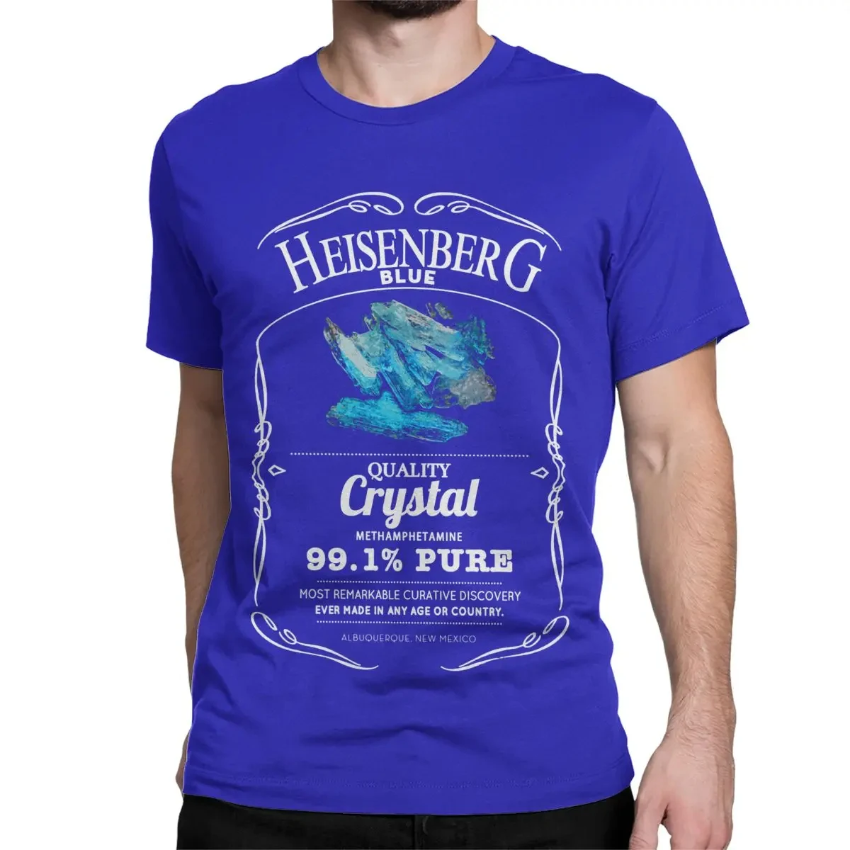 Heisenberg Blue 99.1% Pure Breaking Bad T Shirt for Men Cotton Creative T-Shirt Round Neck Tees Short Sleeve Clothes Printing