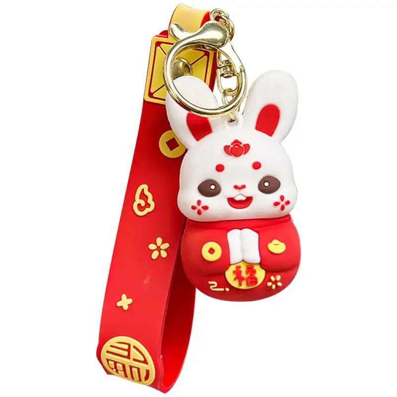 Chinese New Year Keychain 2023 Cute Rabbit Keychains Bunny Hanging Accessories Decors Chinese Zodiac Animals Key Chain