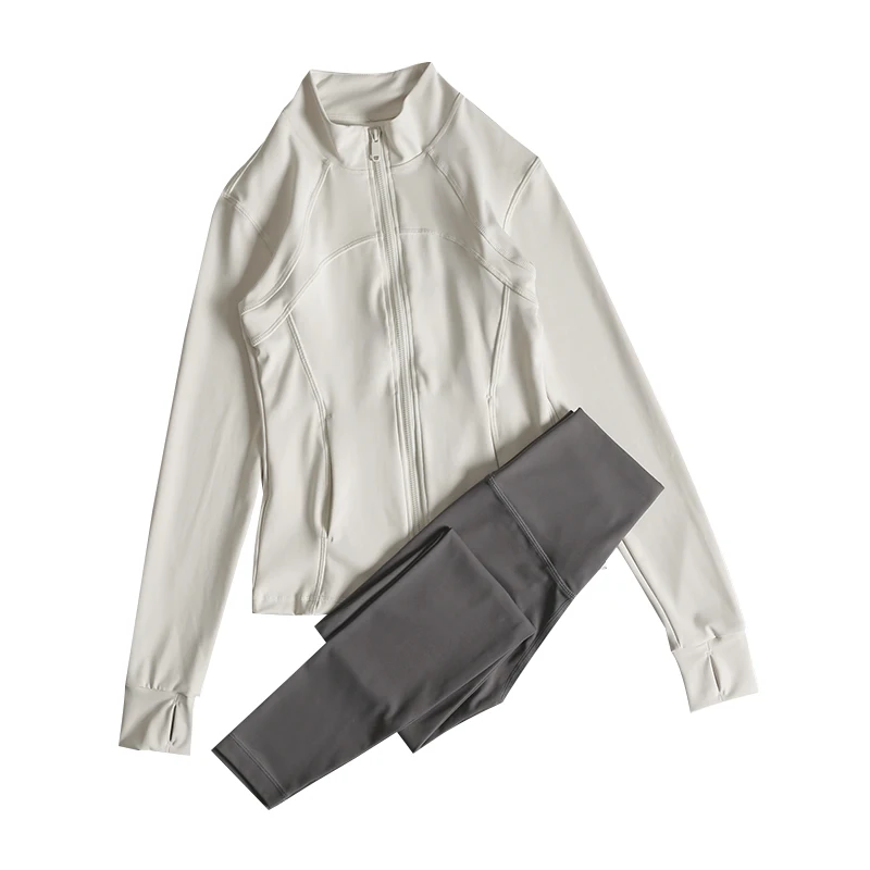 

Дорогой спортивный костюм для женщин, воротник-стойка, молния, кардиган для йоги, куртка, модная и красивая спортивная одежда для спортзала, осень