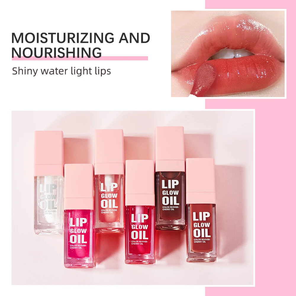 6 Colors Lip Glow Oil Hydrating Plumping Long Lasting Reduce Lips Lines Tinted Moisturizing Nourishing Daily Lip Care Makeup