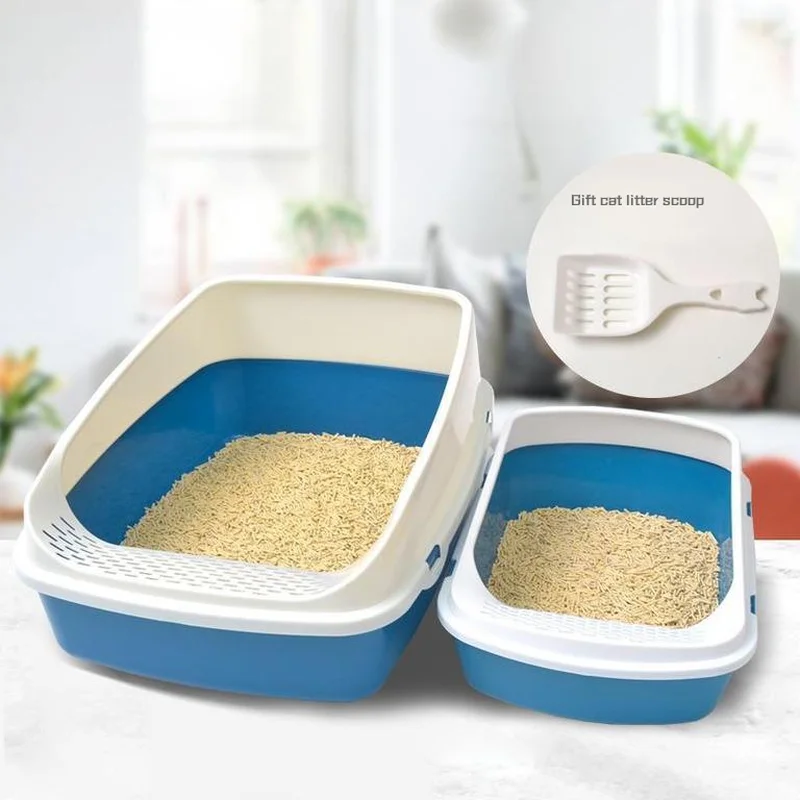 

In stock Increase space large cat litter box cat splash proof toilet pet cat and dog hygiene toilet pet supplies and accessories