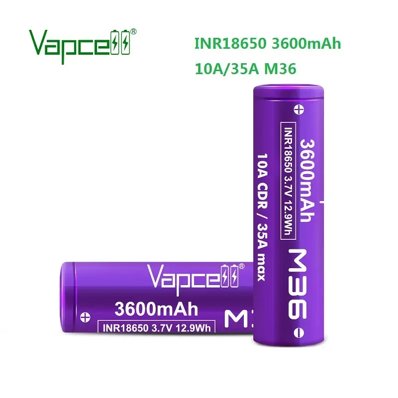 Bateria de lítio vapcell m36 3600mah original inr 18650 10a/35a 3.7v bateria recarregável de alta capacidade para ferramentas elétricas