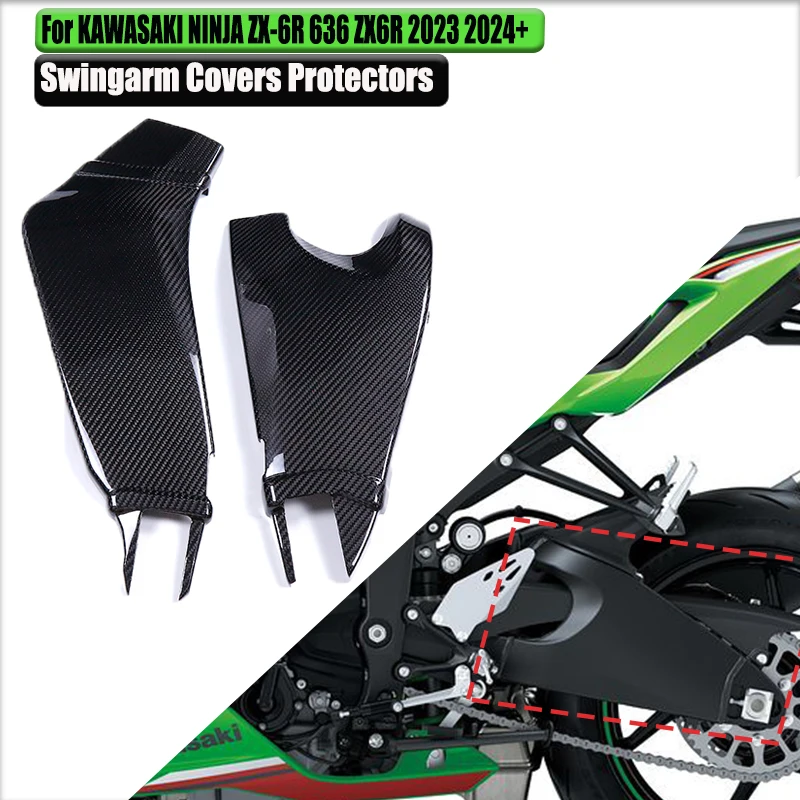 

For KAWASAKI NINJAZX-6R 636 ZX6R 2024 2025+ Pure Carbon Fiber Swingarm Covers Protectors Fairing Modified Motorcycle Accessories