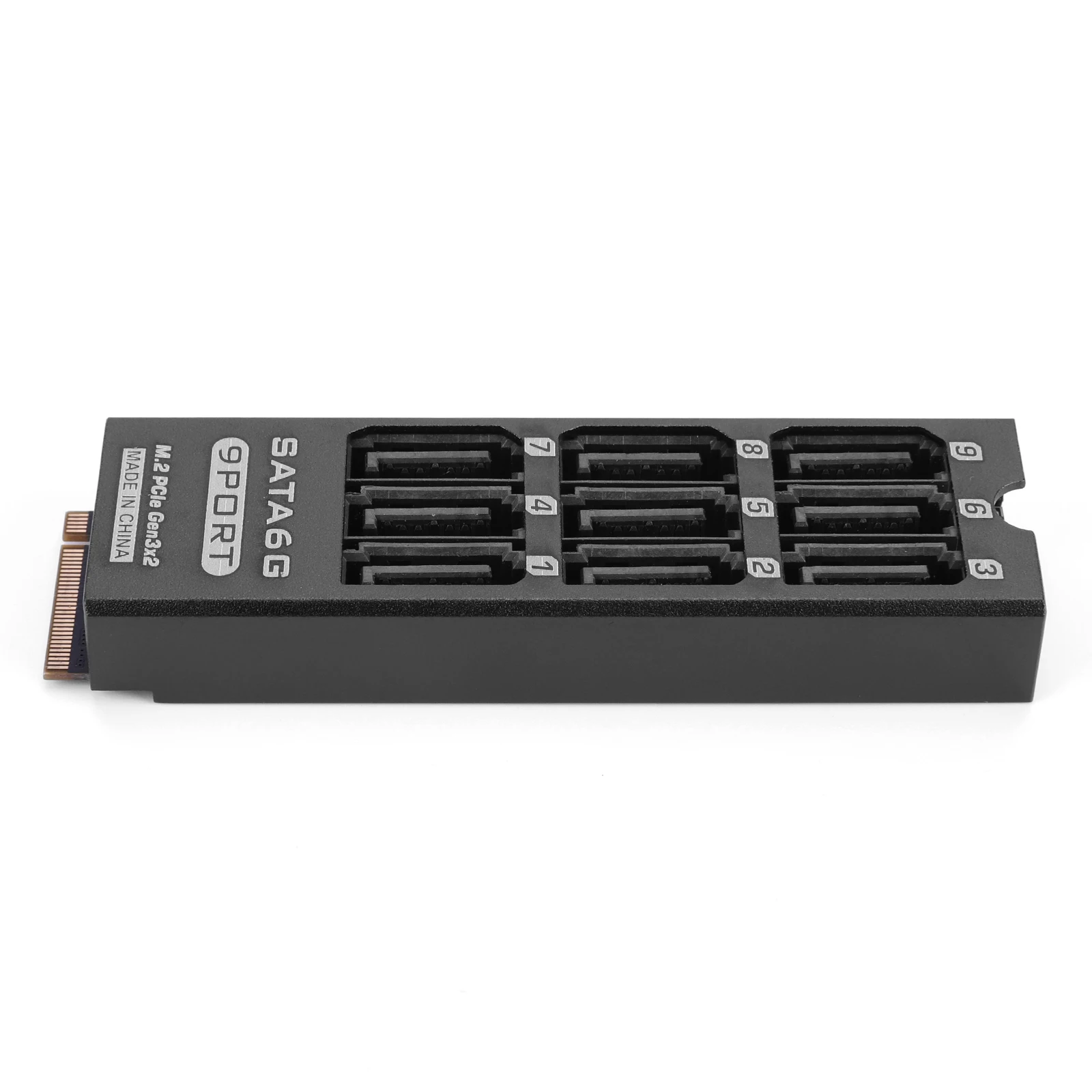 M.2 PCIe SATA 6Gbps NVMe M-Key 9-Port NAS HDD Expansion Card Adapter with Aluminum Alloy Enclosure