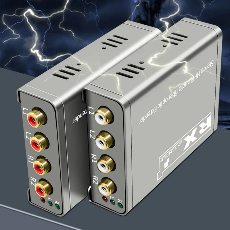 

4 Channel RCA Audio Fiber Extender Over Fiber Optic Cable 20Km Broadcast Grade RCA Audio To Optical Fiber Transmitter Receiver