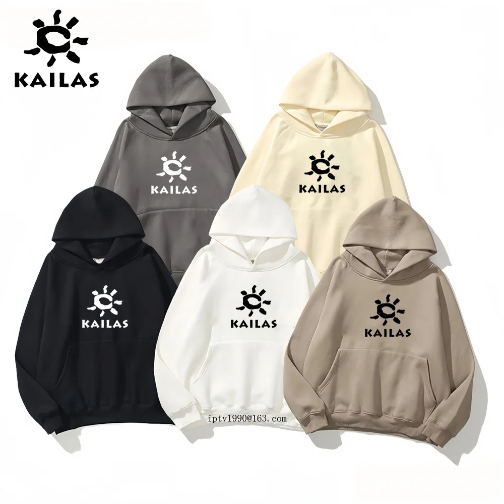 

KAILAS printed Autumn and winter men and women couples long-sleeved hooded solid color casual hoodie coat outdoor sweatshirt