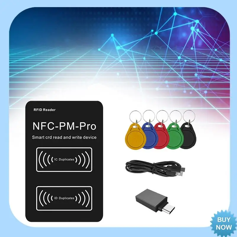 

A47Z RFID Smart Chip Reader PM PRO Decoder+5XUID Keychain NFC Key Copier 13.56Mhz 125Khz Badge Write Token ID IC Tag Clone