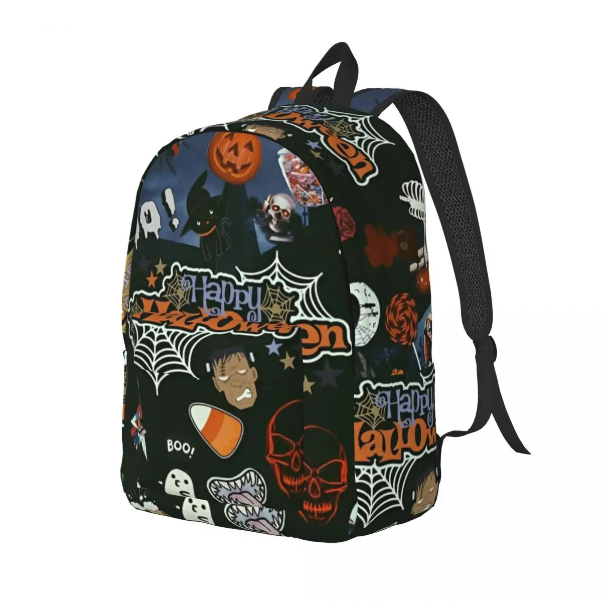 Halloween Ghost Pumpkin Skull Backpack Middle High College School Student Bookbag Men Women Daypack Gift