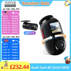 70mai Dash Cam 4K Omni X800 IMX678 360° Full View Supercapacitor 70mai X800 Built-in GPS ADAS 24H Parking Monitor AI Motion