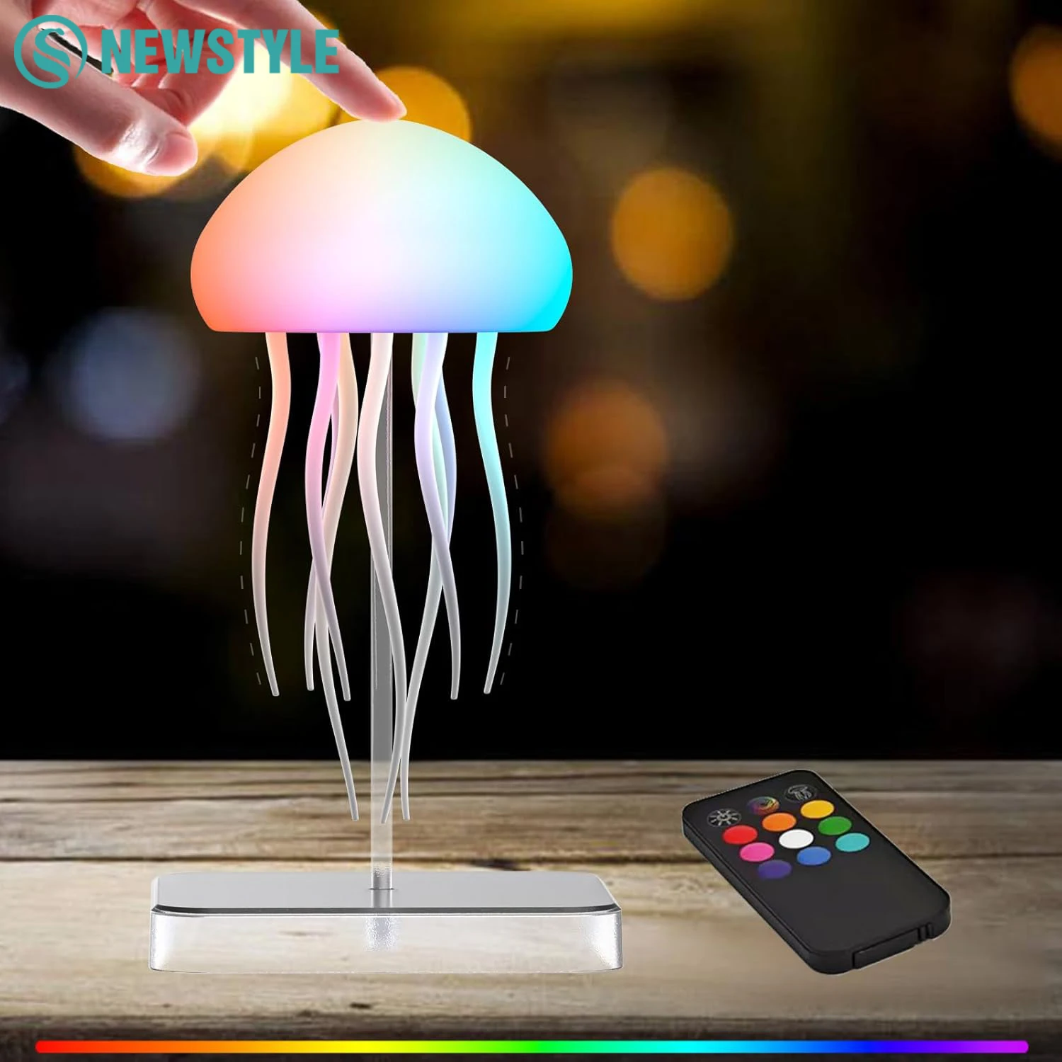 

Ночник в виде медузы с дистанционным управлением, перезаряжаемый RGB градиент, прикроватная лампа в виде медузы для рождественских подарков