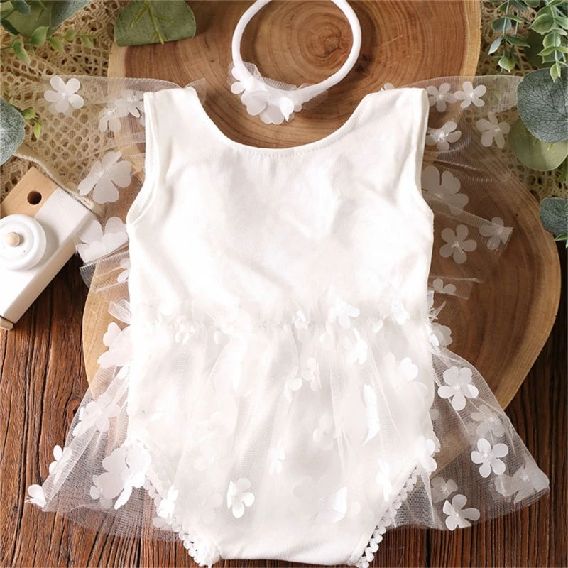 L5YF Newborn Baby Girl Lace Romper Photography Props Photo Lace Bodysuit Outfit