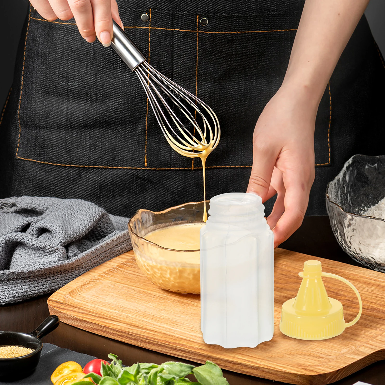 

4 Pcs Squeeze Bottle Sauce Dispenser Dressing Bottles Refrigerator Kitchen Honey Container Yellow Refillable Household Baby