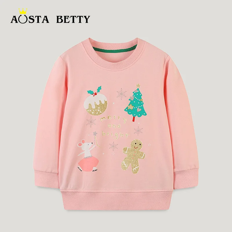 

Autumn New Children's Hoodie Europe and The United States Wind Children Printed Long-sleeved Pullover Girls Round Neck