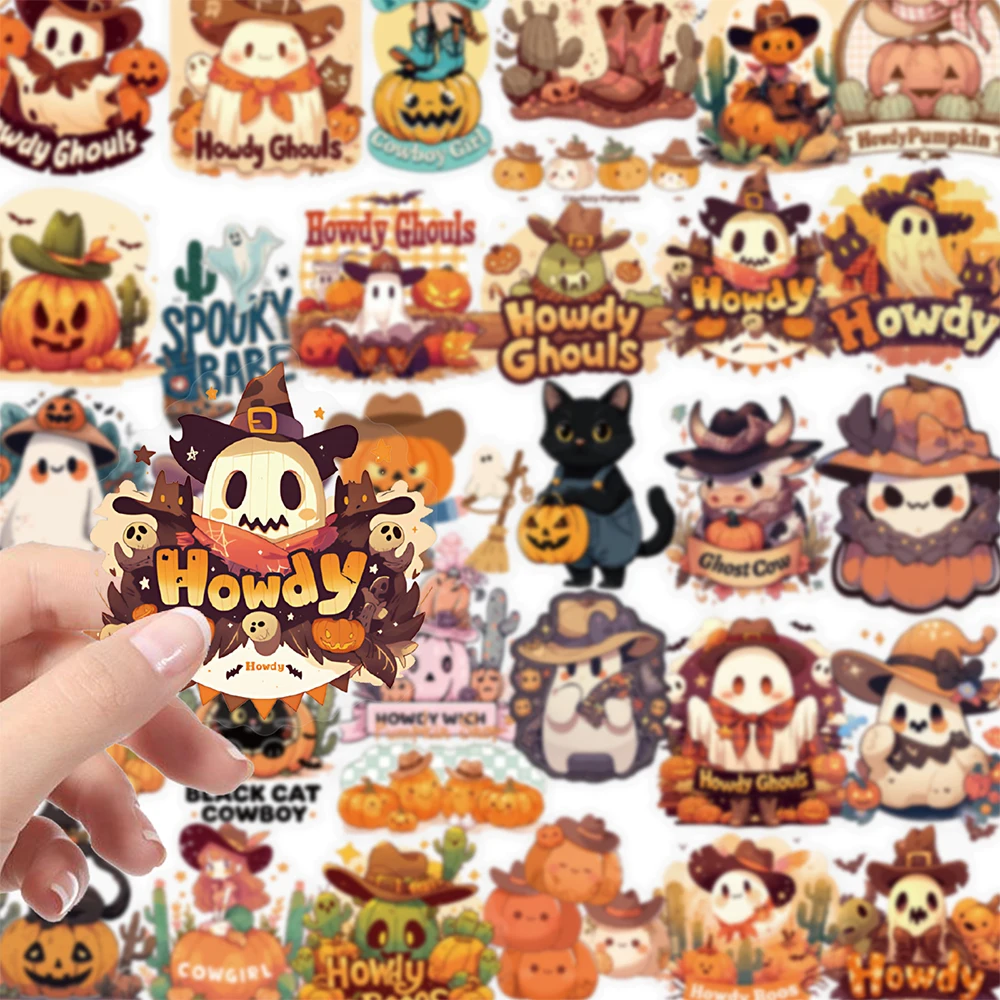 

10/30/50pcs Transparent Cute Cartoon Halloween Stickers Howdy Ghouls Decals Water Bottle Luggage Phone Graffiti Sticker Kids Toy