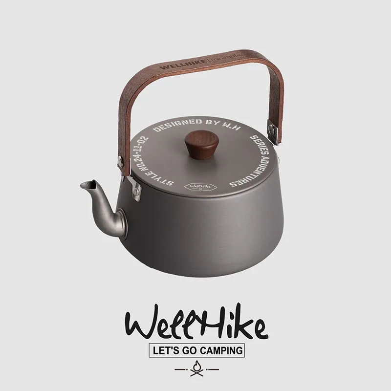 WELLHIKE 1.1L Portable Ultralight Aluminum Camping KettleOutdoor Tea KettleCoffee PotPortable CookwareTravel Essential Utensils