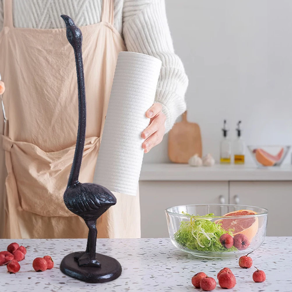 

Paper Towel Holder Retro Flamingo Metal Kitchen Bathroom Countertop Stand Non-Slip Design Farmhouse Decor Tissue Rack Under