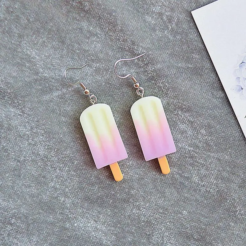 Food Earrings Dangle Students Contrast Color Ice Cream Eardrop Simulated Food Ear Pendants Girls Travel Ear Dangler