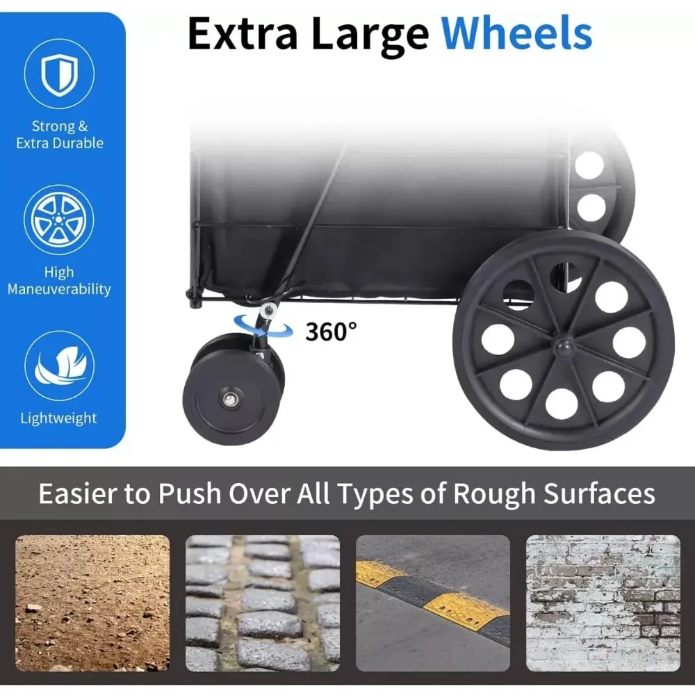 عربة تسوق قابلة للطي مع سلة مزدوجة وعجلات دوارة #4