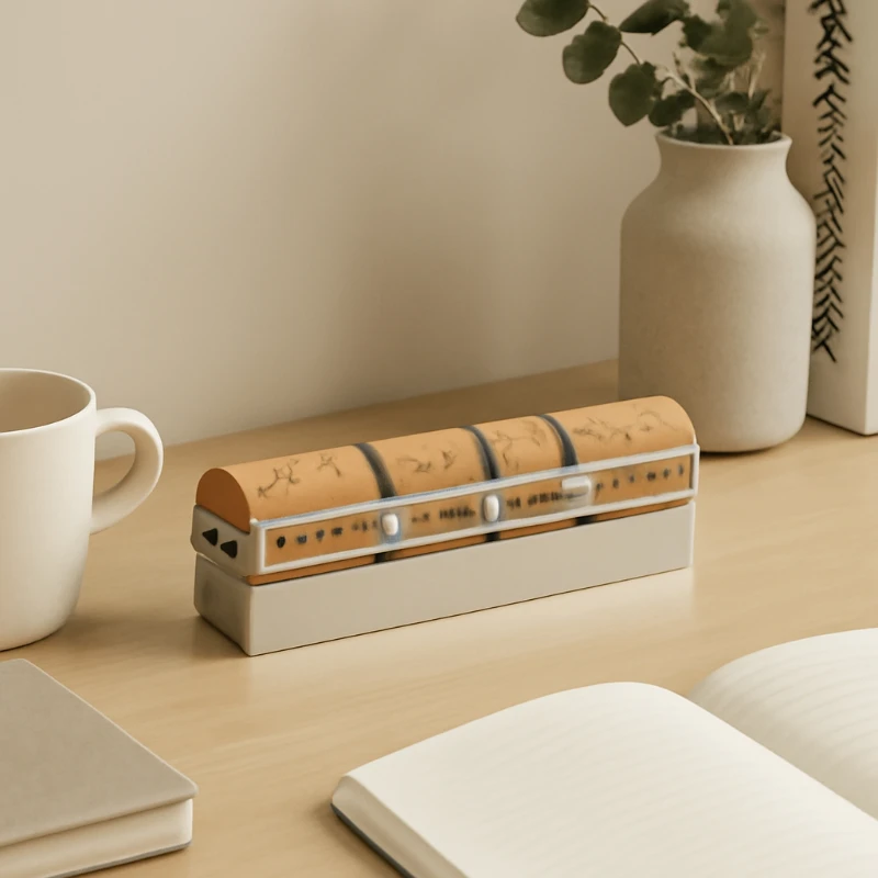 

‌Rotary Wooden Calendar - Stainless Steel Desktop Organizer, Minimalist Office Decor, Personalized Anniversary Gift