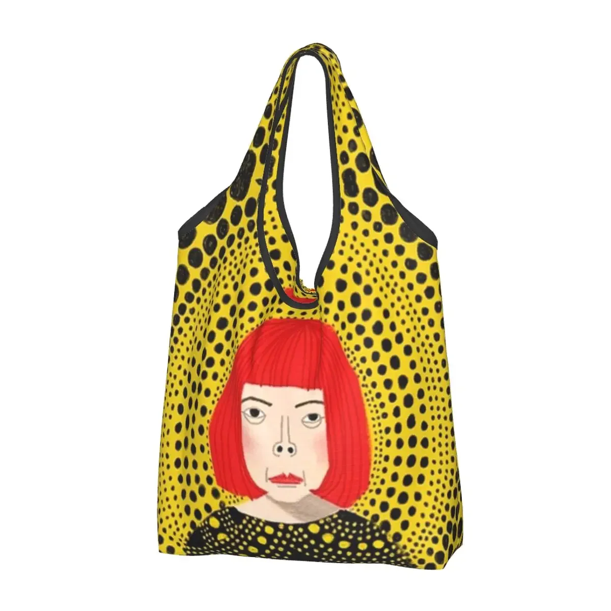 Large Reusable Yayoi Kusama Mystery Grocery Bags Recycle Foldable Japanese Artist Shopping Tote Bag Washable Lightweight