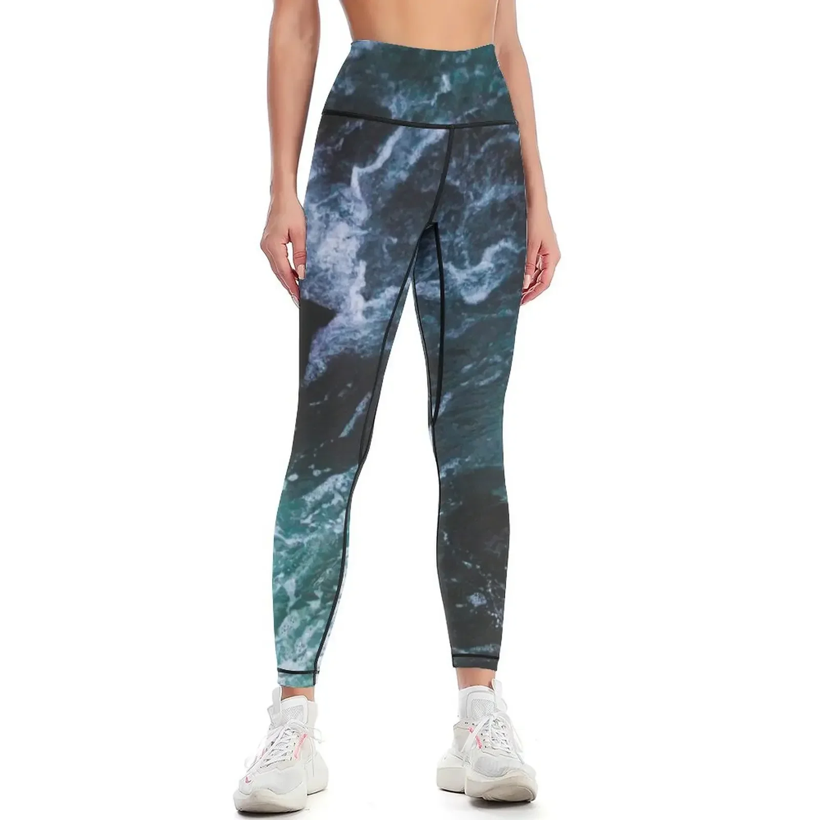 

Blue Ocean Waves, Sea Photography, Seascape Leggings sports woman gym exercise clothing for gym sportswear woman Womens Leggings
